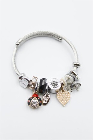 Uğur Böceği Charmlı Bilezik - Siyah