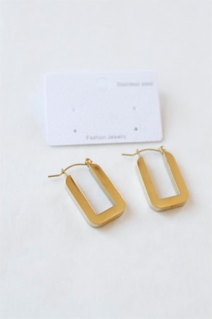 Dikdörtgen Çelik Küpe - Altın Dikdörtgen Çelik Küpe - Altın