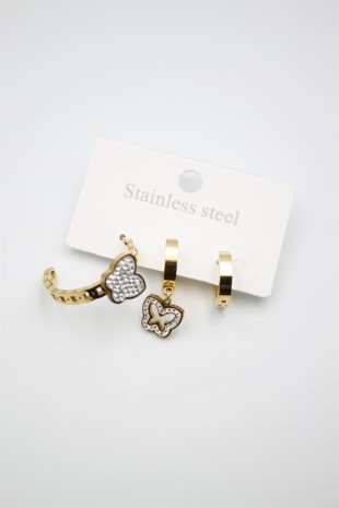 3'lü Kelebek Küpe - Altın 3'lü Kelebek Küpe - Altın