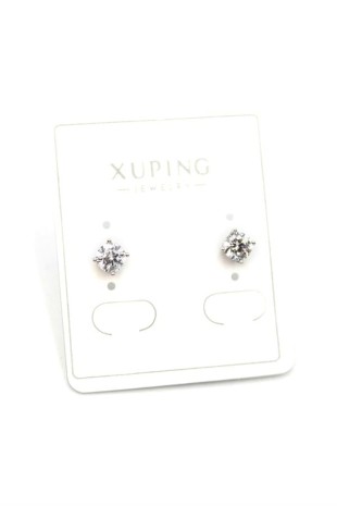 Orta Boy Tek Taş Küpe - Gümüş Orta Boy Tek Taş Küpe - Gümüş