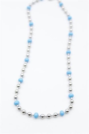 Turkuaz Boncuk Kolye - Gümüş