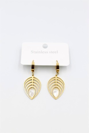 Sedef Yaprak Küpe - Altın