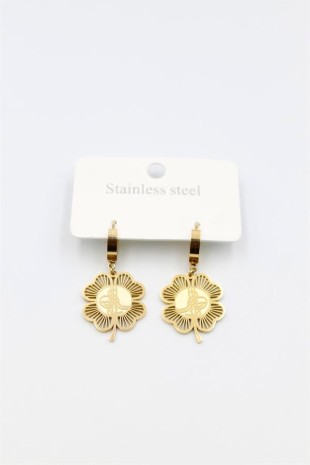 Tuğra Yonca Küpe - Altın Tuğra Yonca Küpe - Altın