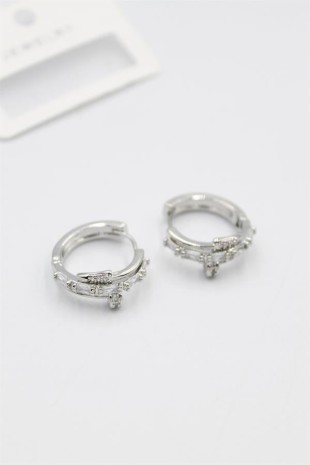 Taşlı Çivi Küpe - Gümüş Taşlı Çivi Küpe - Gümüş