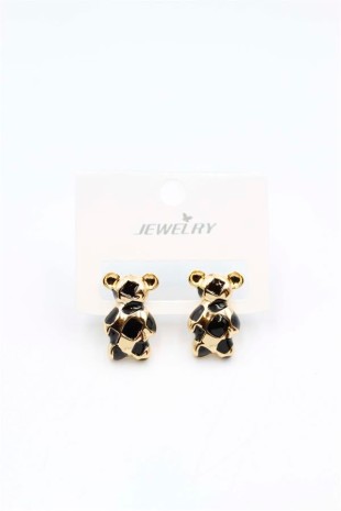 Mineli Ayıcık Küpe - Siyah