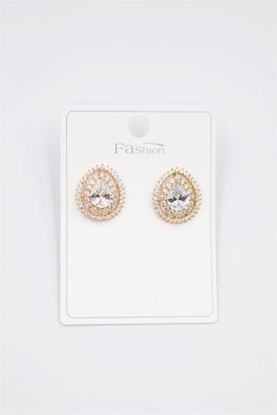 Damla Taşlı Küpe - Altın