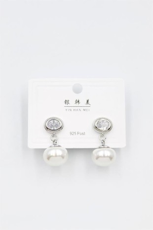 İncili Taşlı Küpe - Gümüş