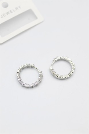 Baget Taşlı Küpe - Beyaz Baget Taşlı Küpe - Beyaz