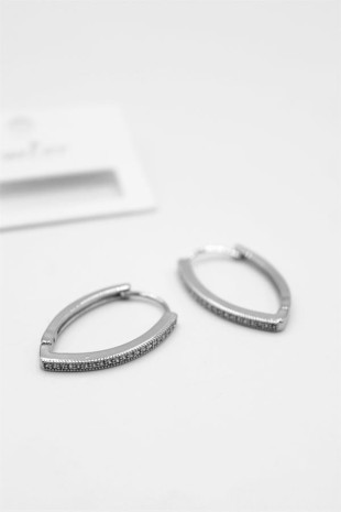 Oval Halka Küpe - Gümüş Oval Halka Küpe - Gümüş