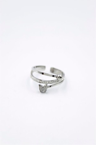 6'lı Taşlı Kelebek Yüzük - Gümüş 6'lı Taşlı Kelebek Yüzük - Gümüş