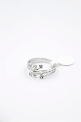 6'lı Taşlı Salyangoz Yüzük - Gümüş 6'lı Taşlı Salyangoz Yüzük - Gümüş