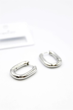 Oval Halka Küpe - Gümüş Oval Halka Küpe - Gümüş