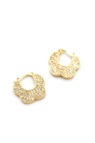 Taşlı Çiçek Küpe - Altın Taşlı Çiçek Küpe - Altın