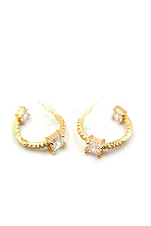 Taşlı Halka Küpe - Altın Taşlı Halka Küpe - Altın