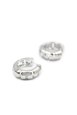 Taşlı Halka Küpe - Gümüş