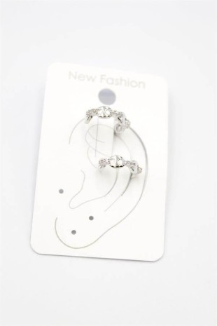 2'li Taşlı Kıkırdak Küpe - Gümüş 2'li Taşlı Kıkırdak Küpe - Gümüş