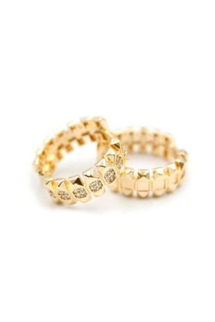 Taşlı Halka Küpe - Altın