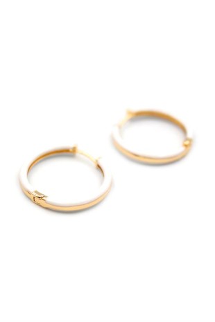 Mineli Halka Küpe - Beyaz Mineli Halka Küpe - Beyaz