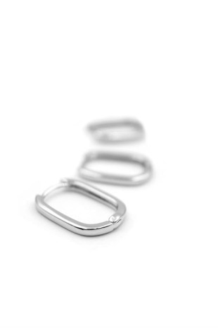 3'lü Taşsız Oval Halka Küpe - Gümüş 3'lü Taşsız Oval Halka Küpe - Gümüş