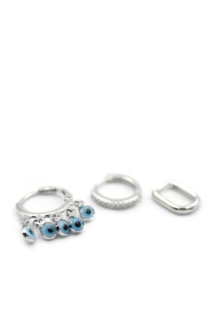 3'lü Nazar Küpe - Gümüş 3'lü Nazar Küpe - Gümüş