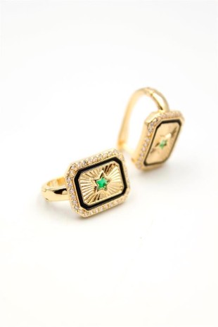 Yıldız Taşlı Küpe - Yeşil Yıldız Taşlı Küpe - Yeşil