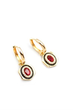 Taşlı Küpe - Pembe Taşlı Küpe - Pembe