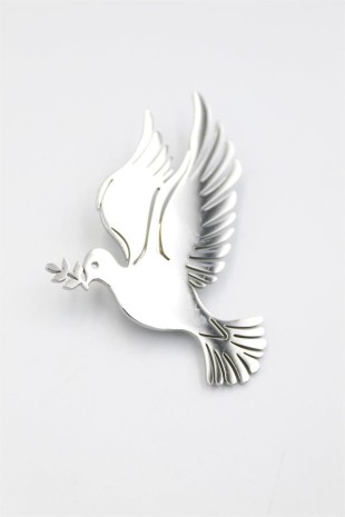 Çelik Güvercin Broş - Gümüş Çelik Güvercin Broş - Gümüş