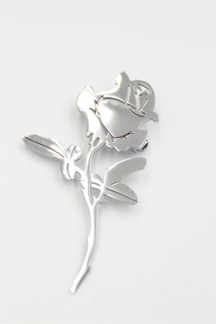 Çelik Gül Broş - Gümüş Çelik Gül Broş - Gümüş