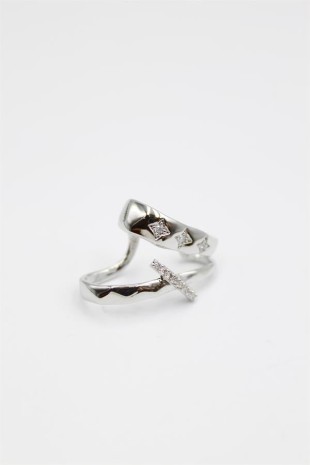 Taşlı Kıkırdak Küpe - Gümüş