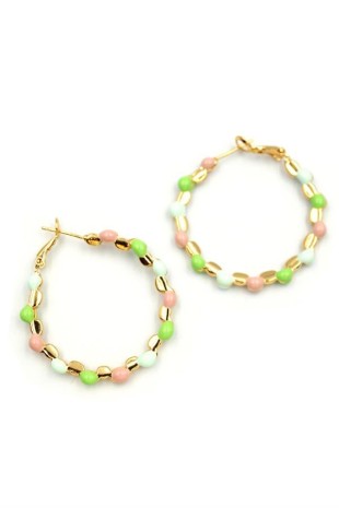 Mineli Halka Küpe - Yeşil Mineli Halka Küpe - Yeşil