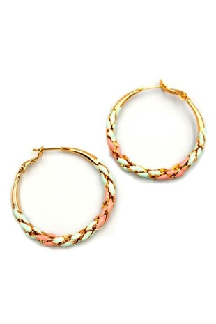 Mineli Halka Küpe - Pembe Mineli Halka Küpe - Pembe