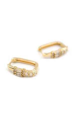 Dikdörtgen Taşlı Küpe - Altın