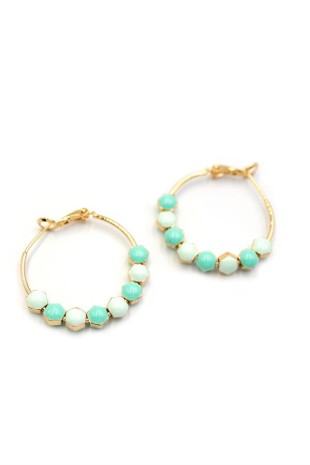 Mineli Halka Küpe - Turkuaz Mineli Halka Küpe - Turkuaz