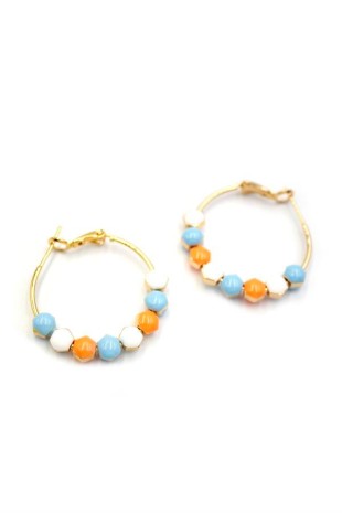 Mineli Halka Küpe - Turuncu Mineli Halka Küpe - Turuncu