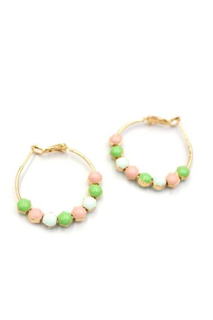 Mineli Halka Küpe - Yeşil Mineli Halka Küpe - Yeşil