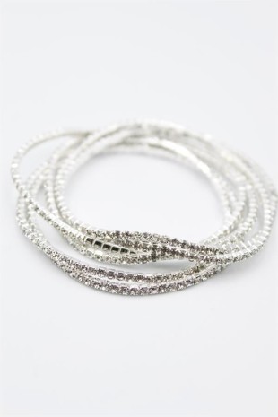 6'lı Lastikli Bileklik - Gümüş
