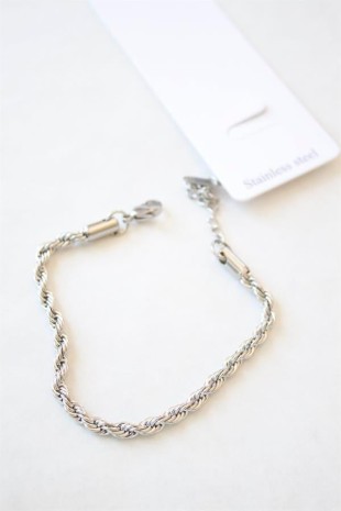 Burgu Çelik Bileklik 3mm - Gümüş