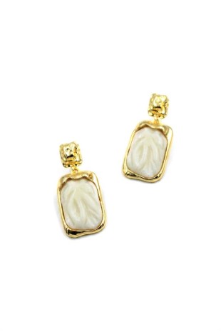 Akrilik Taşlı Küpe - Krem